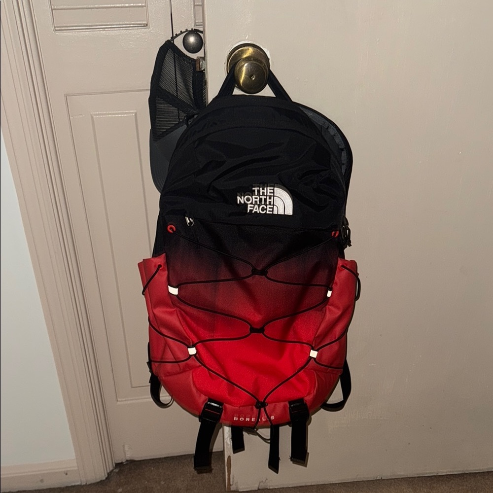 The North Face Red and Black Borealis Backpack with Adjustable Straps